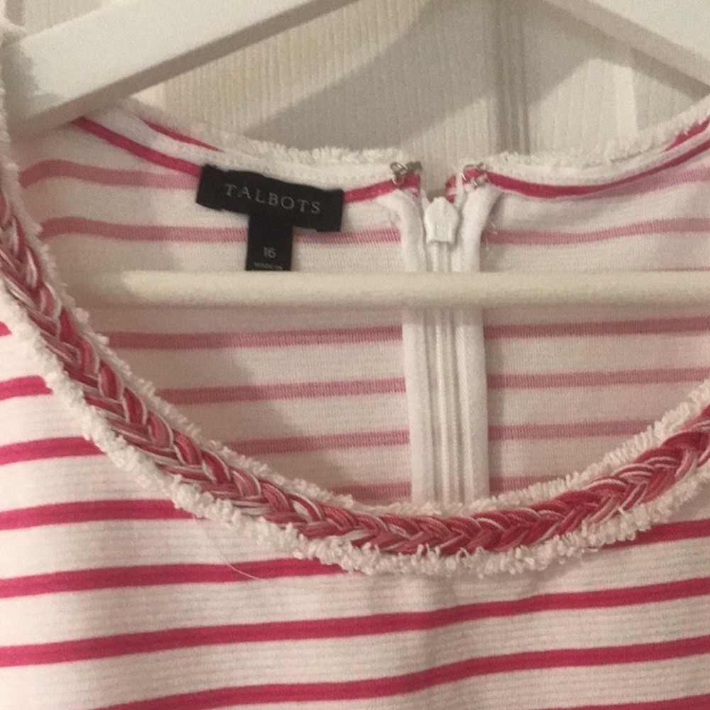 Talbots shift dress pink stripes size 16
